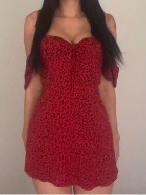 Realisation Par Venus Silk Mini Dress with Sweetheart Neckline